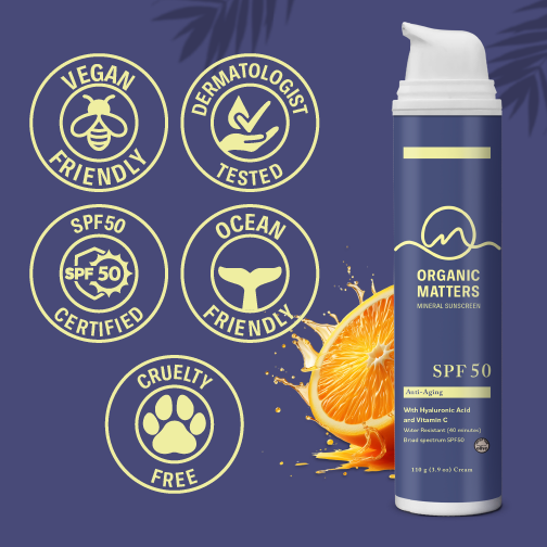 Organic Matters NZ Mineral SPF50 with Hyaluronic Acid and Vitamin C - 110g